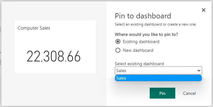 Pin to dashboard