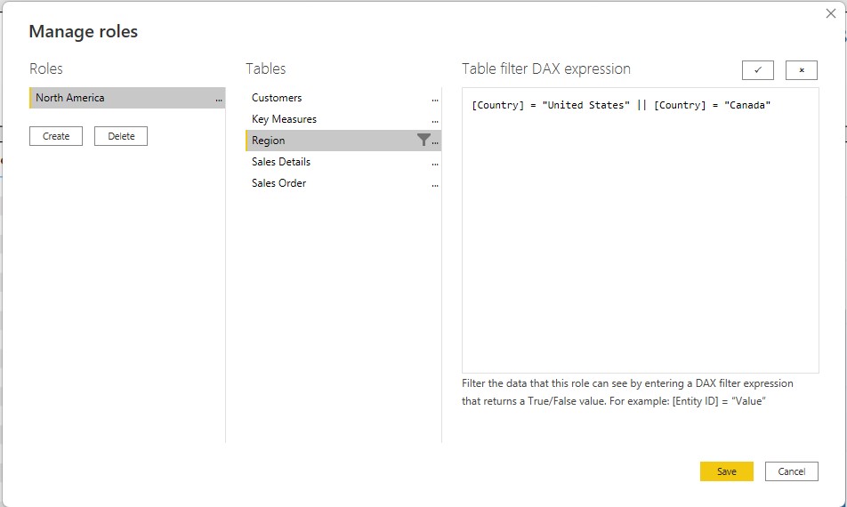 DAX expression filter countries