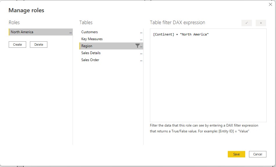 DAX expression filter by continent