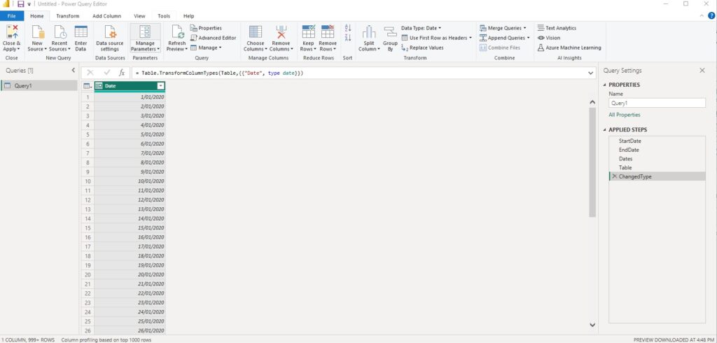 Dim Date table using ChatGPT