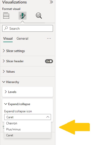 Hierarchy Slicer expand collapse