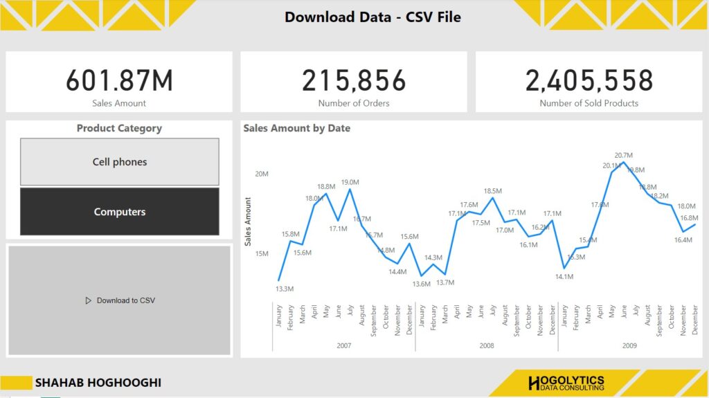 Download Data to CSV file