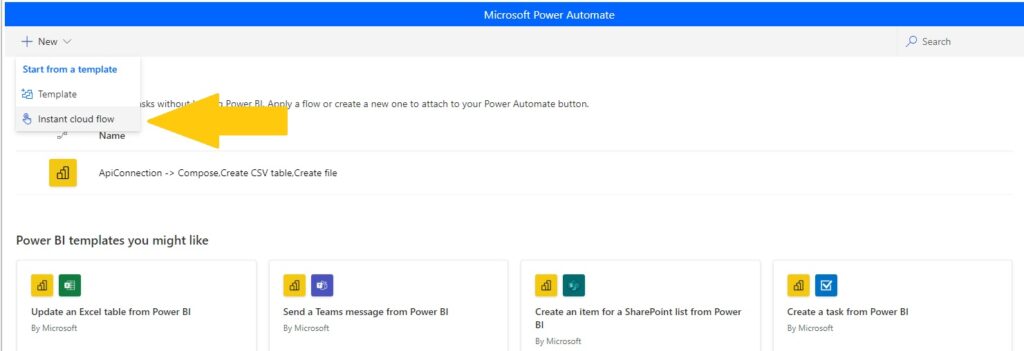 Create flow in Power Automate