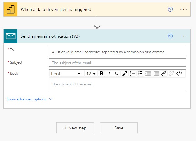 Power Automate alert email fields