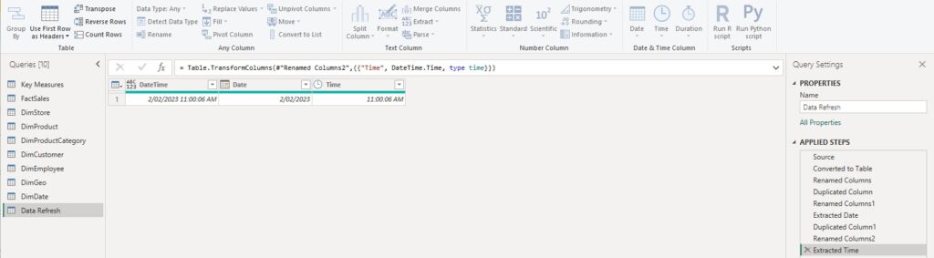 Date and Time Power Query