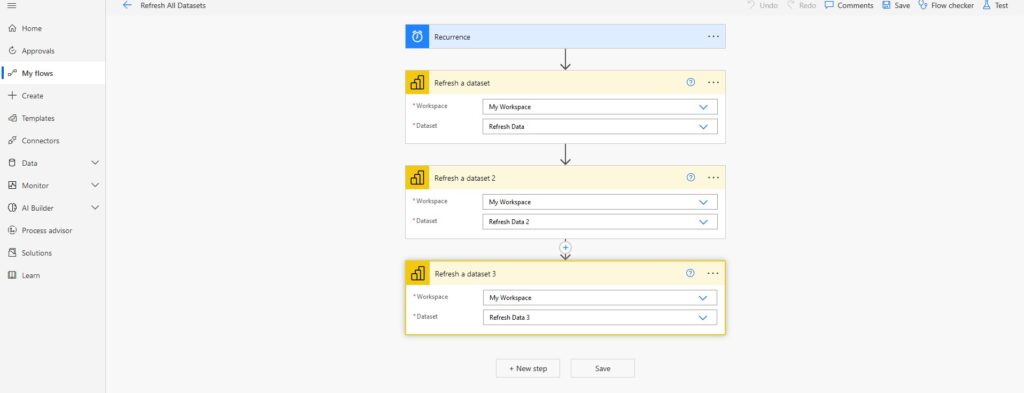 Power Automate refresh report flow